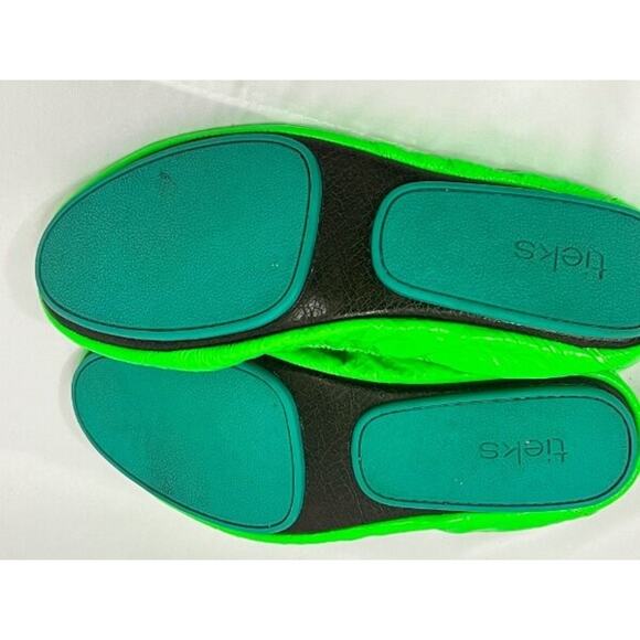 TIEKS Sz 9 Neon Galactic Green Ballet Flats Shoes - Picture 6 of 13